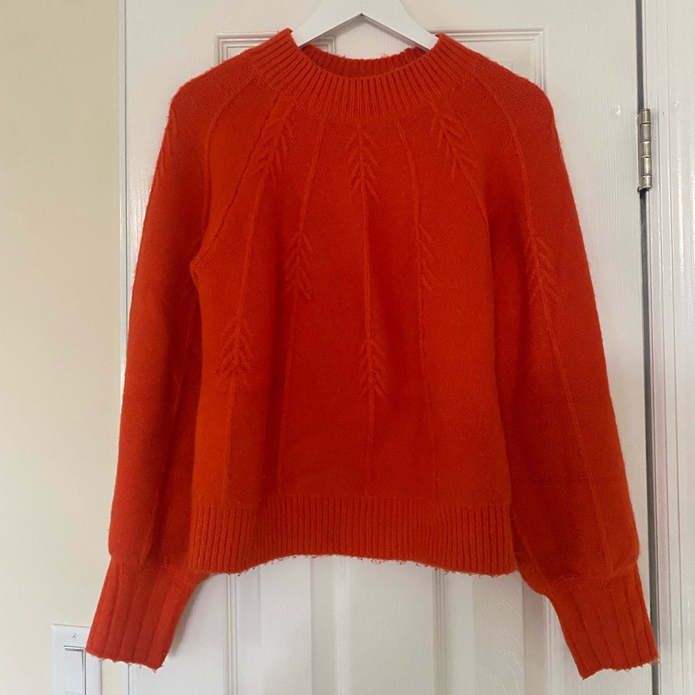 Bobbles and Lace Red Knit Sweater Size S